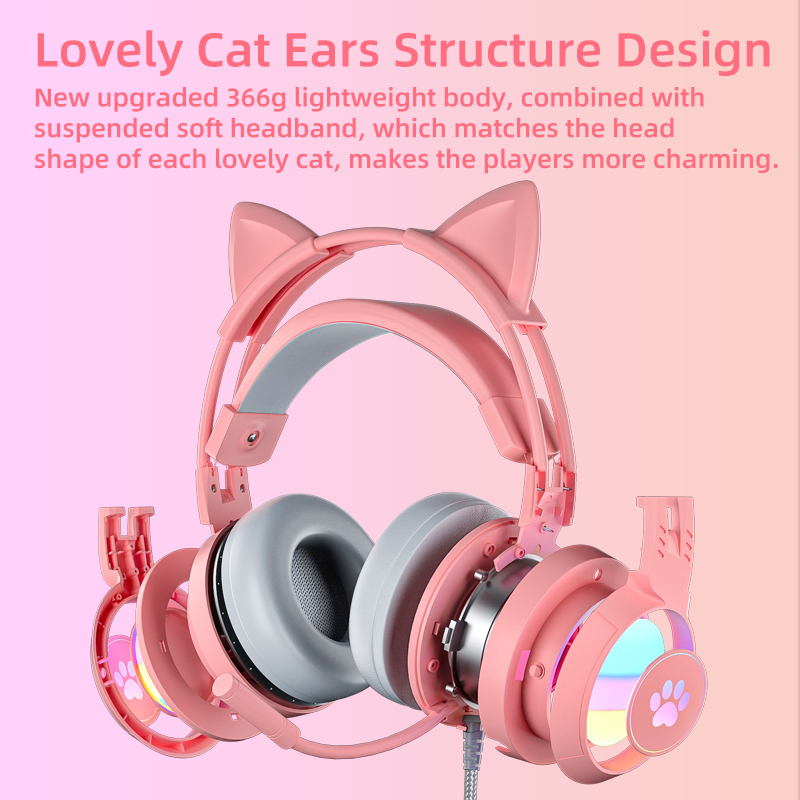 Laptop Accessories Headphones - سماعة رأس للألعاب باللون الوردي متوافقة