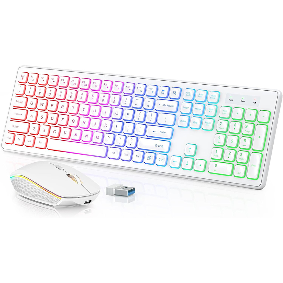 Laptop Accessories Combo - لوحة مفاتيح وماوس لاسلكية بإضاءة خلفية،