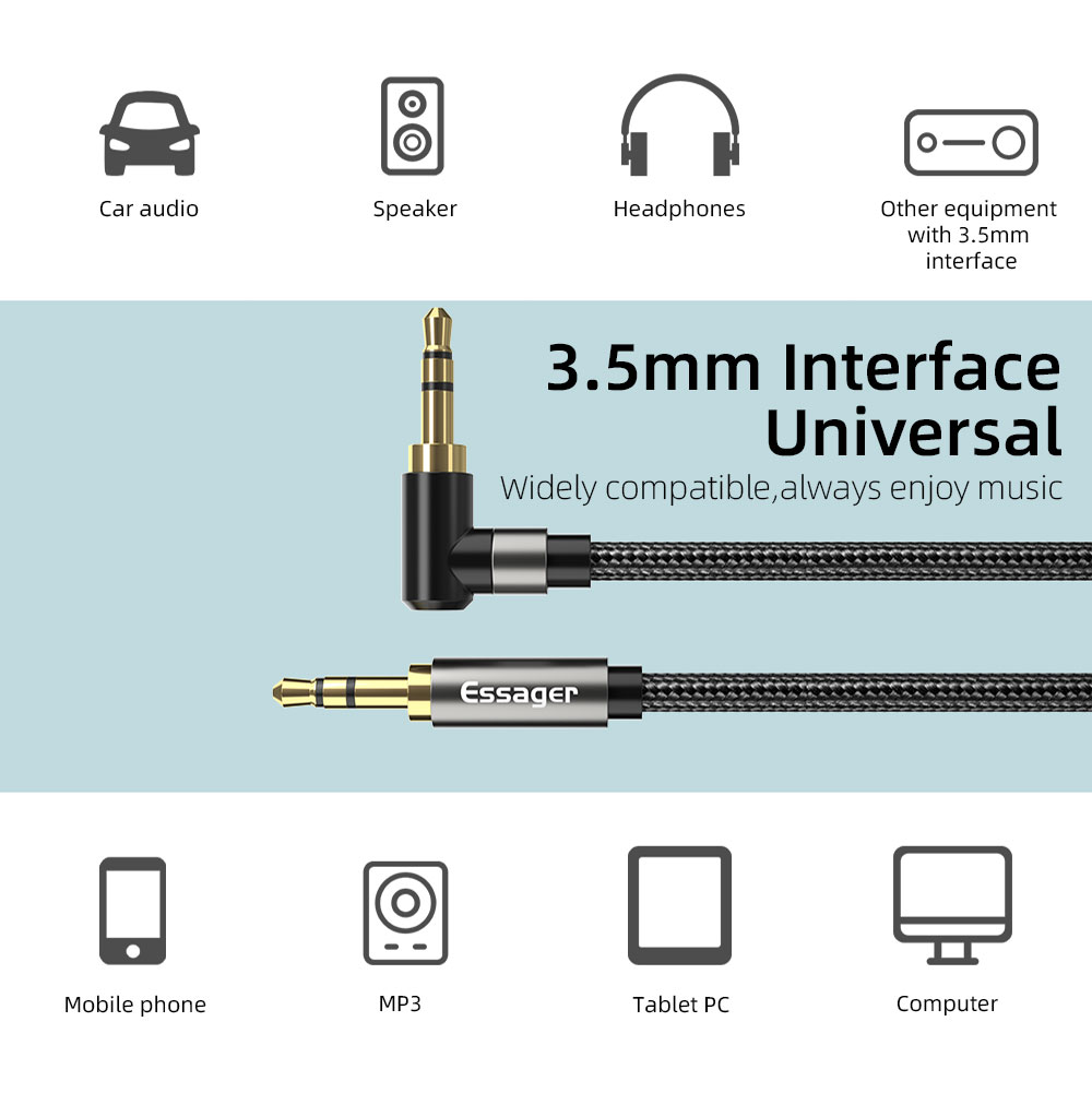 Essager Aux تمديد كابل 3.5 ملل - مراجعة Laptop Accessories Headphones وسعره