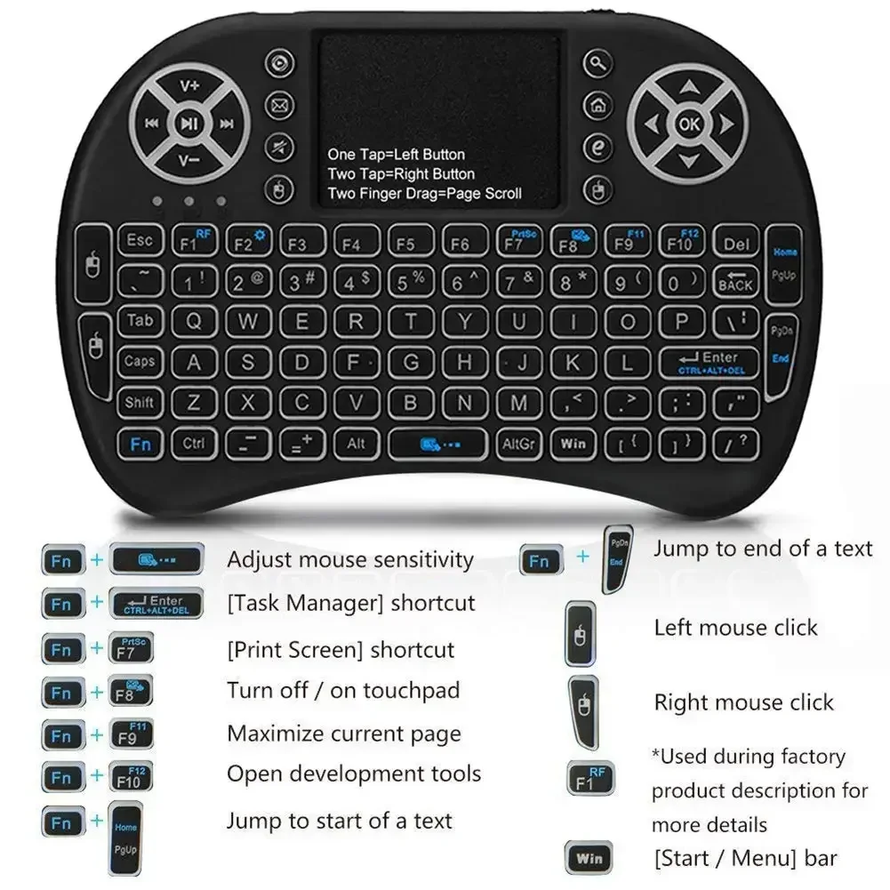 ماوس هوائي صغير I8 بإضاءة خلفي - مراجعة Laptop Accessories Combo وسعره