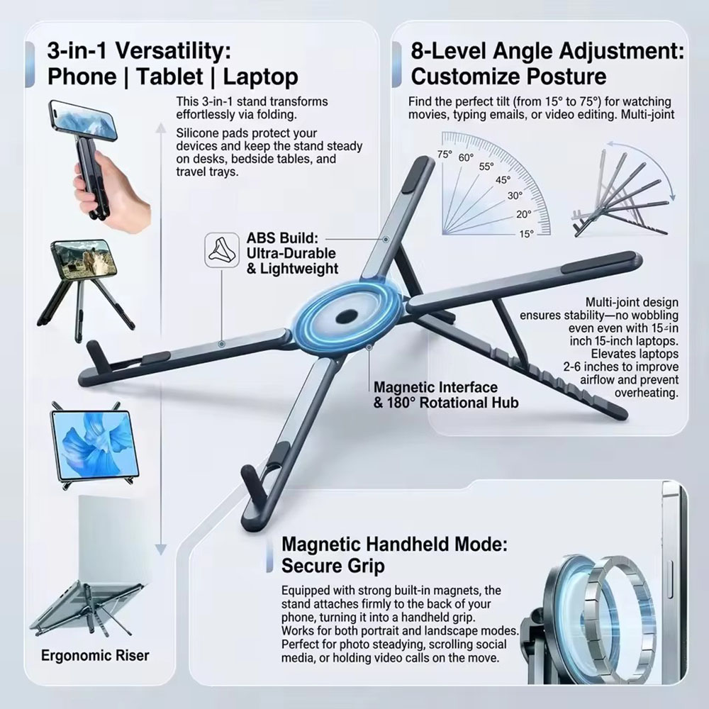حامل هاتف مغناطيسي محمول وعصا  - مراجعة Laptop Related Accessories وسعره